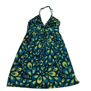 The North Face Womens Blue Green Teardrop Print Halter Mini Dress Size M Pocket